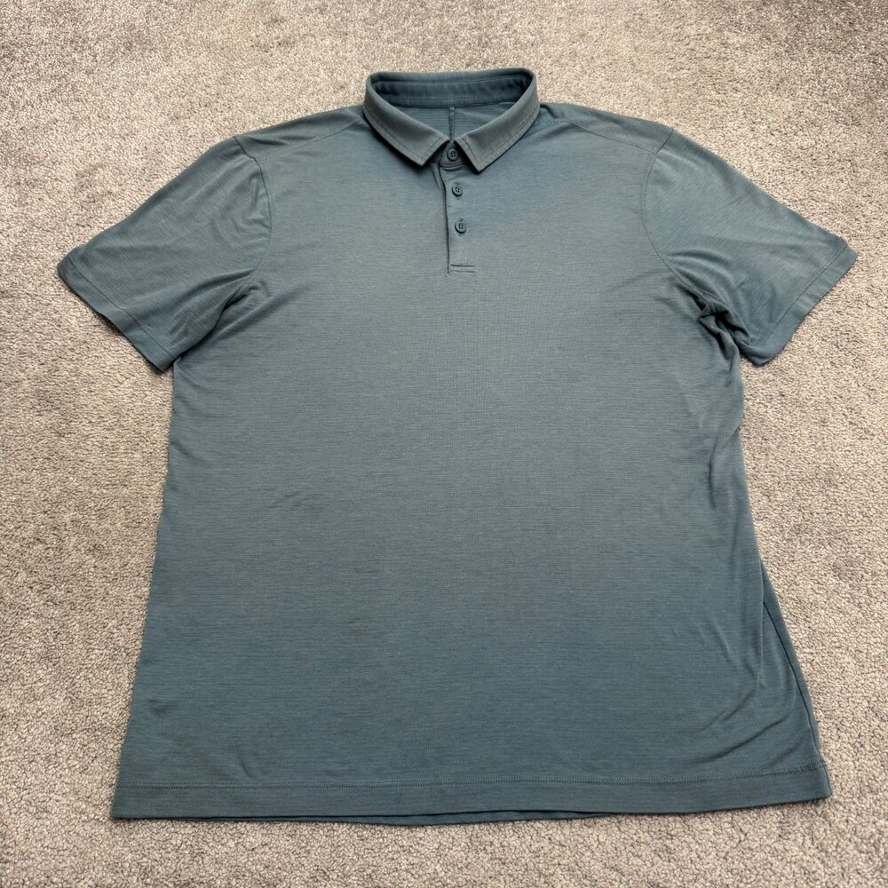 Lululemon Athletic Polo Shirt Mens Large Blue Short sleeve Golf Classic Preppy